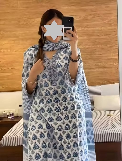 Vidusha printed soft cotton kurti set for women's. Color 1 (KS111)