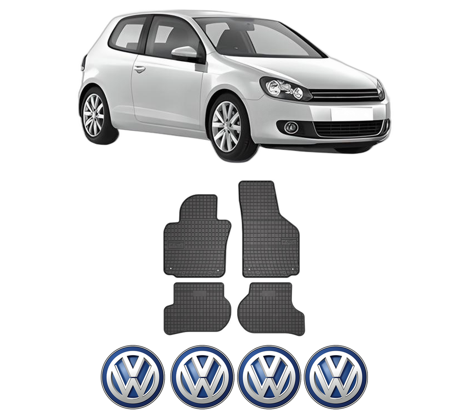 Set covorase presuri Volkswagen GOLF VI (5K1) din 2008-2013, auto, din cauciuc thermoplastic, 4 Stickere auto cu Volkswagen