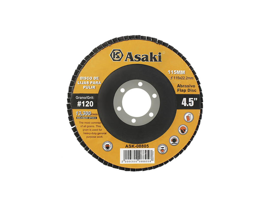 DISCO DE LIJAS PARA PULIR 115MM P120 ASAKI