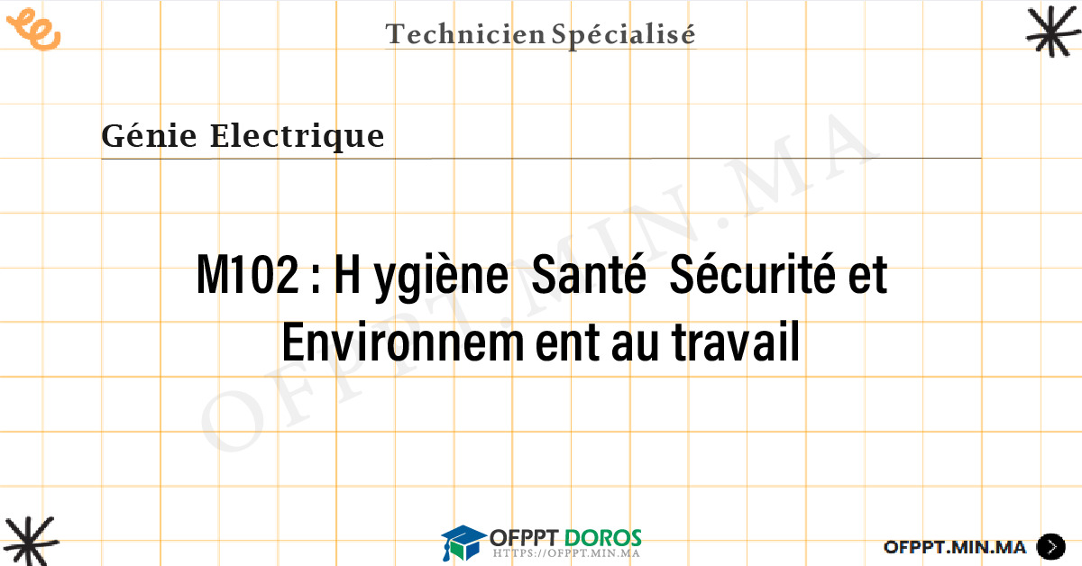 Sommaire détaillé du cours Hygiène Santé Sécurité et Environnement au travail M102 OFPPT - Structure du module
