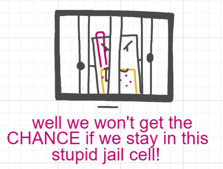 A panel from A Murder On The, episode six of the Board Boards object show by Furretwalk/WalkingFurret.