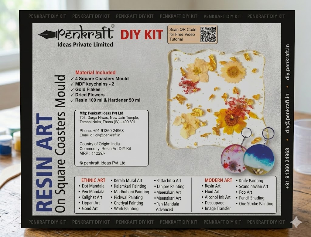 Resin Art with Square Coaster Moulds DIY Kit 