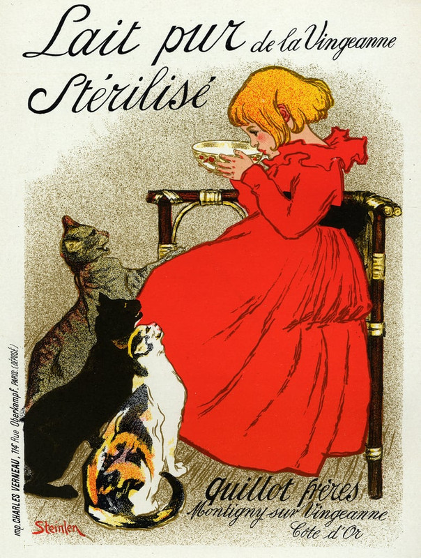 2-Theophile-Alexandre-Steinlen-Food-and-Beverage-Vingeanne-milk-Little-girl-with-cats-Poster-by-St