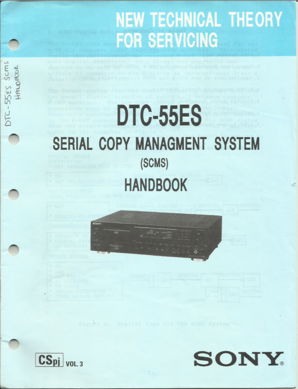 Sony DTC-55ES - Serial Copy Management System (SCMS) Handbook
