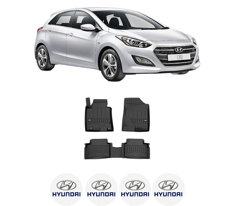 Set covorase presuri HYUNDAI i30 (GD) din 2011-2016, auto, din cauciuc thermoplastic, 4 Stickere auto cu HYUNDAI