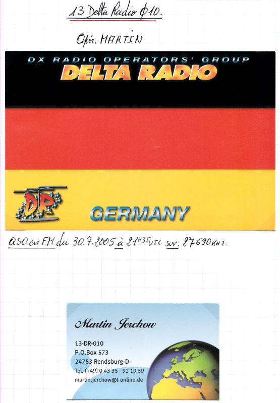 QSLs 27 MHZ de stations allemandes. QSL-DR010-07-2005