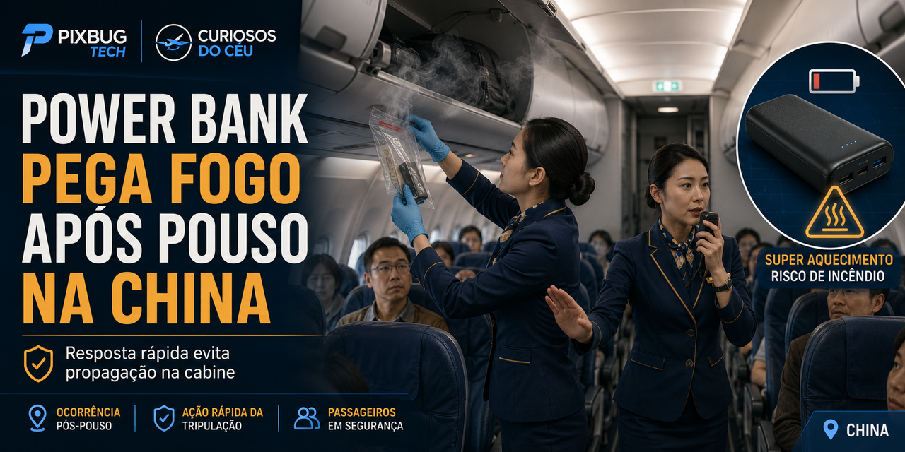 Power bank pega fogo após pouso na China e tripulação contém ocorrência em Airbus A320