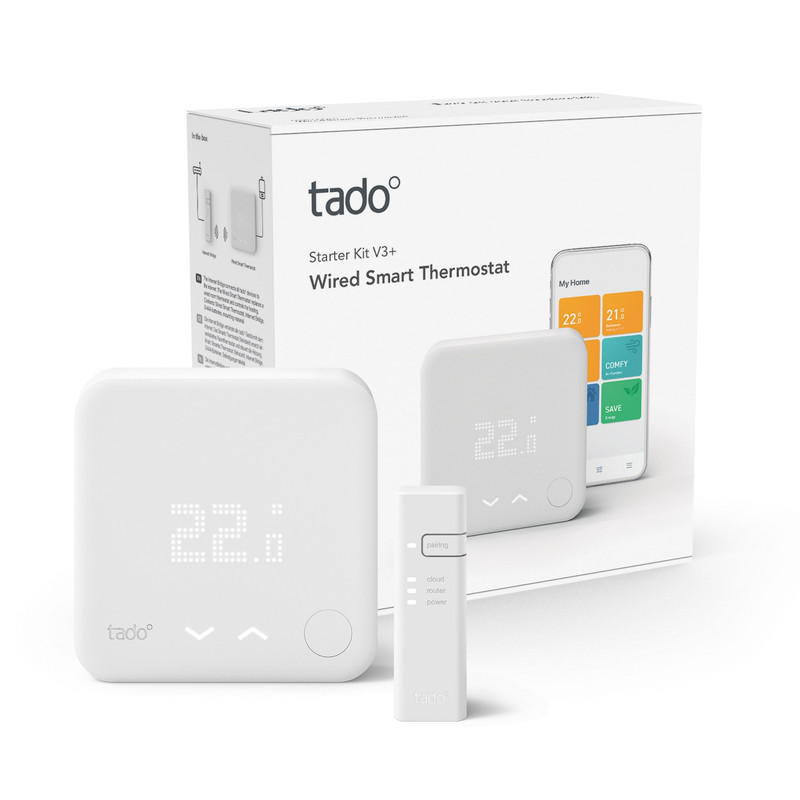 TADO¬∞ termostato kit di base V3+, Termostato Intelligente cablato, Compatibile con Alexa e Google Assistant, Bianco