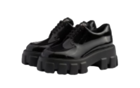 Prada Monolith Zapatos de Cuero Charolado con Cordones
