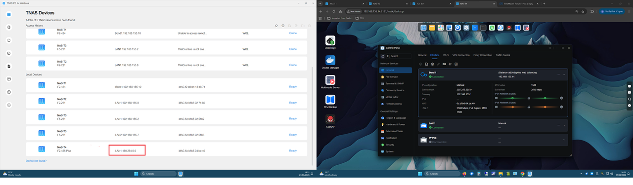 TNAS PC NAS T4 network