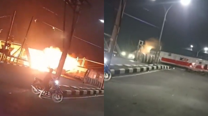 Video viral yang merekam detik-detik kejadian tabrakan antara KA Brantas dan truk tronton di Semarang pada Selasa (18/7/2023).