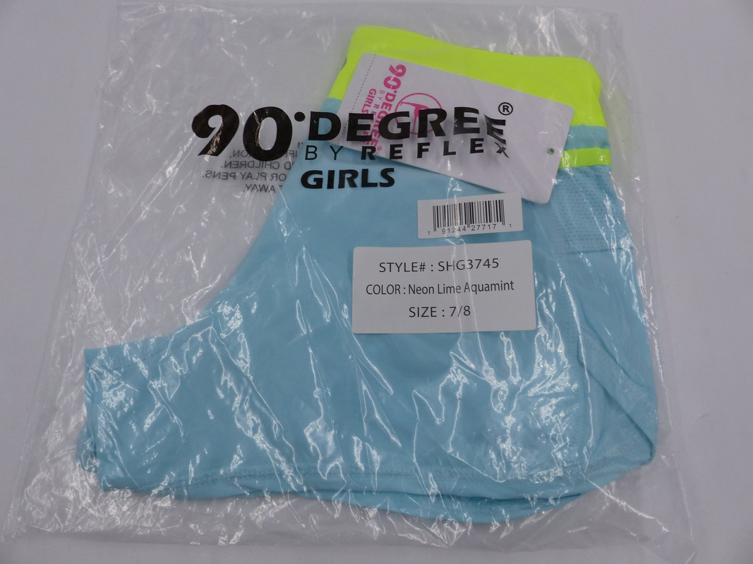 90 DEGREE BY REFLEX NEON LIME/LIGHT BLUE ATHLETIC SHORTS WMS 4 SHG3745