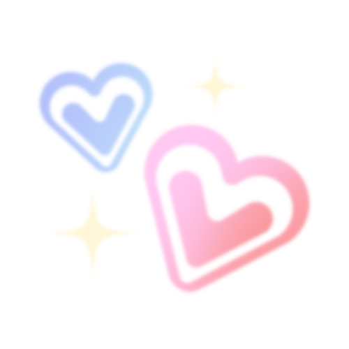 blue and pink hearts with yellow sparkles