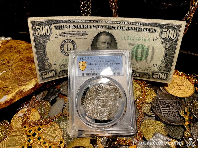FULL DATE 1620 PCGS BOLIVIA ATOCHA SHIPWRECK MEL FISHER COA PIRATE