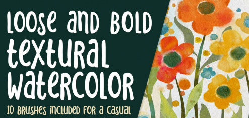 Loose and Bold Watercolor Floral in Procreate With 10 Brushes and Paper Textures Document Included