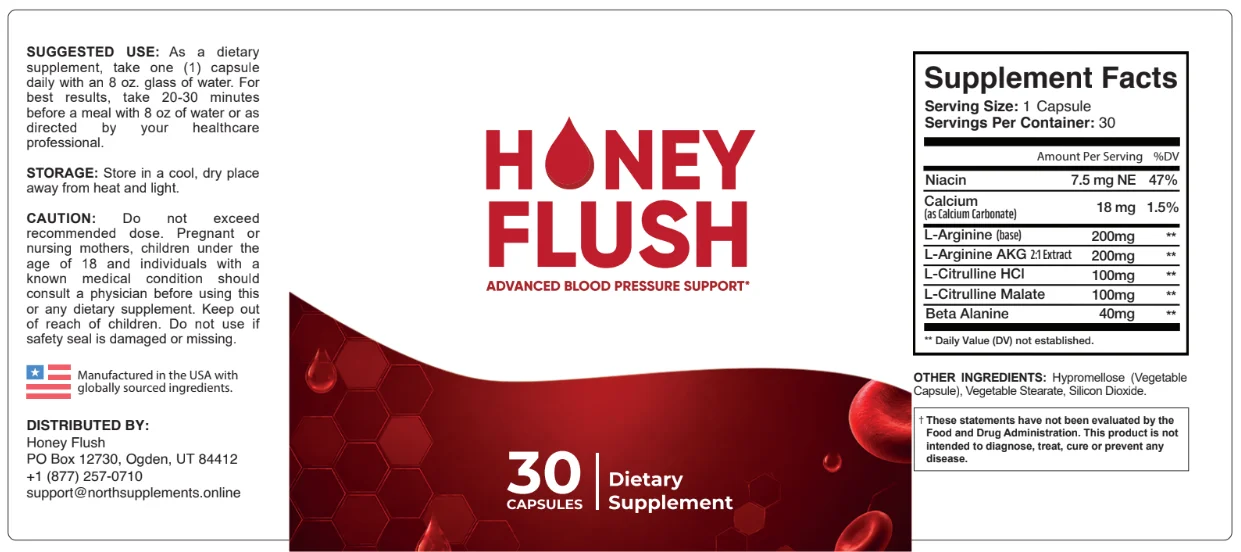 Honeyflush Supplement Facts Label