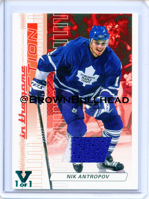 2003-04 ITG Action Jerseys #M-001 [Nik Antropov] [Toronto Maple Leafs] [Ruby] [~500] [swatch=white b