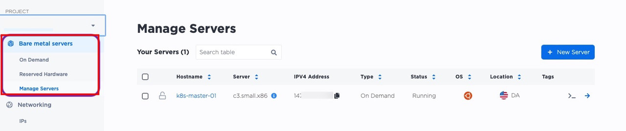 Manage Servers on Equinix