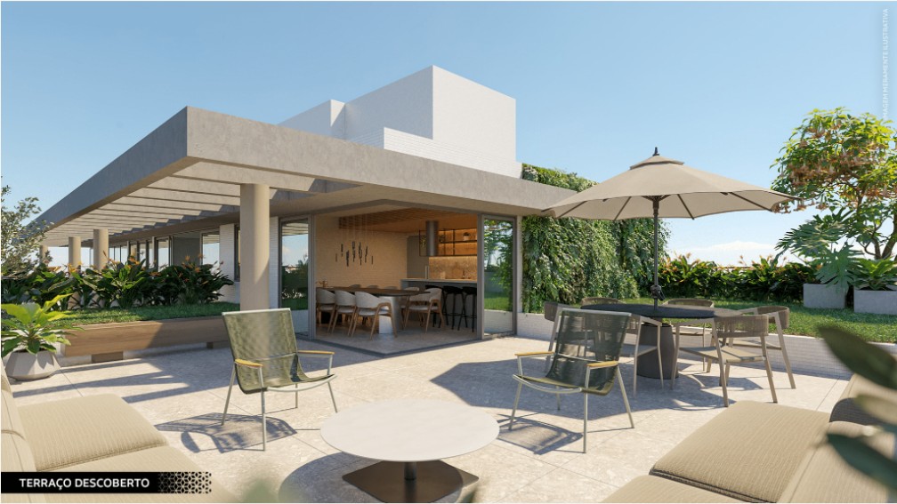 Terraço descoberto com vista privilegiada no Jardins Júlia Cavalcanti