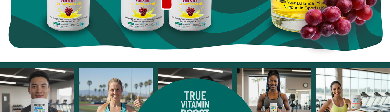 Electrolyte Powder with 12 Minerals and 6 Vitamins Grape Flavor - 6