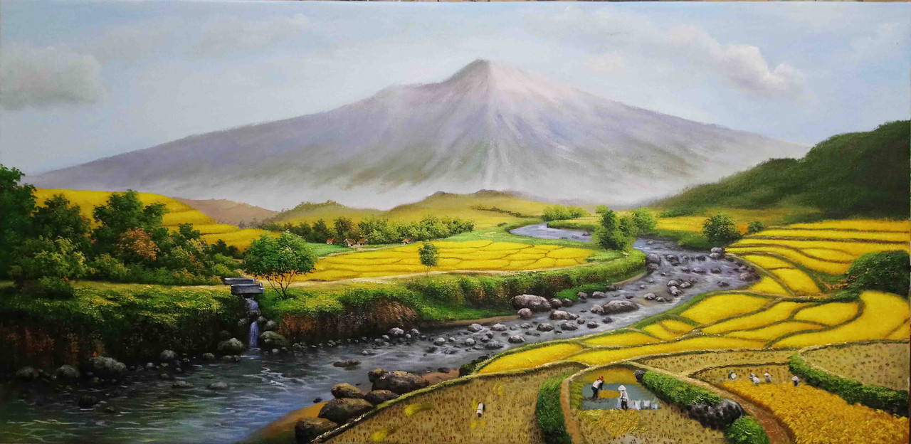 tranh sơn dầu đồng quê Việt Nam