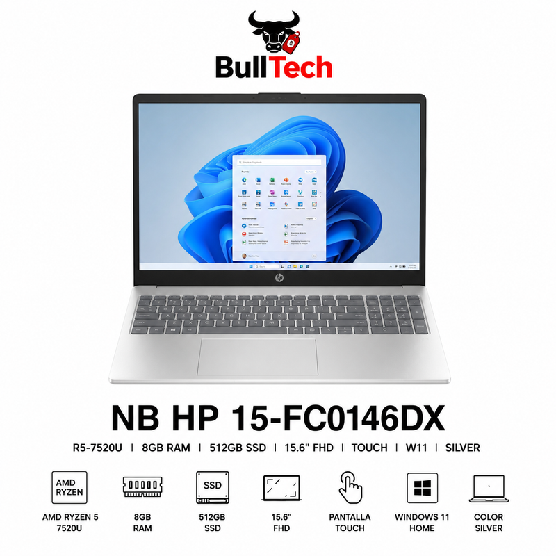 NB HP 15—Ryzen 5 7520U/ 8GB/512GB SSD/15.6"