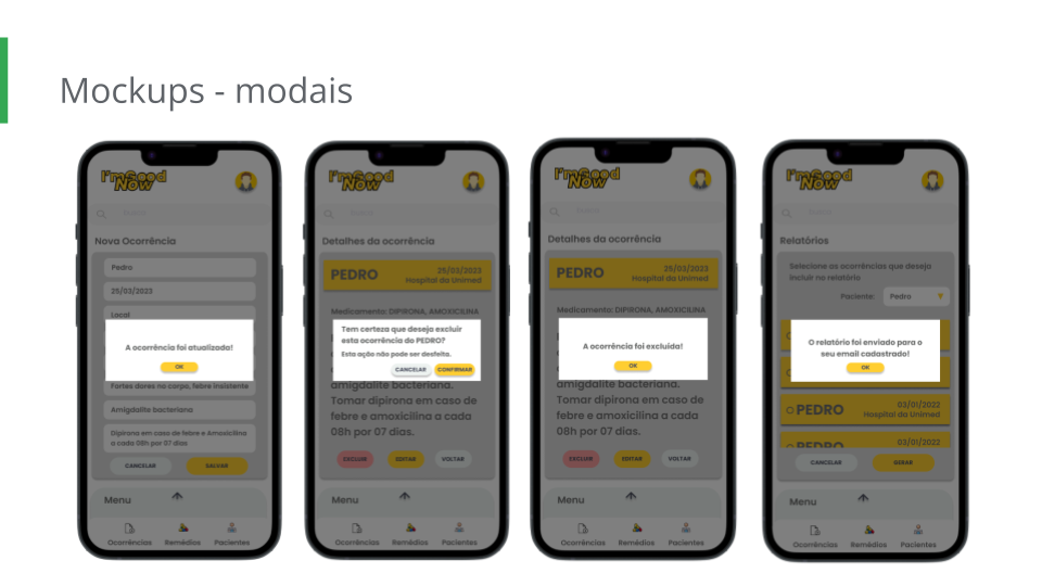 Imagem contendo os componentes dos mockups