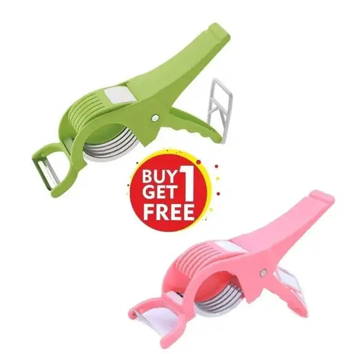 Multipurpose 2 in 1 Vegetable and Fruit Cutter & Peeler 5 Blade Stainless Steel with Locking System, Multi-Functional Kitchen Tool, Sabji cutter Color 1 (R507)