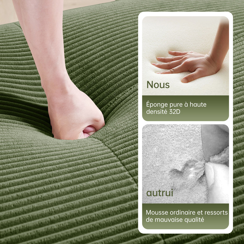 Canapé d'angle modulable vert en situation
