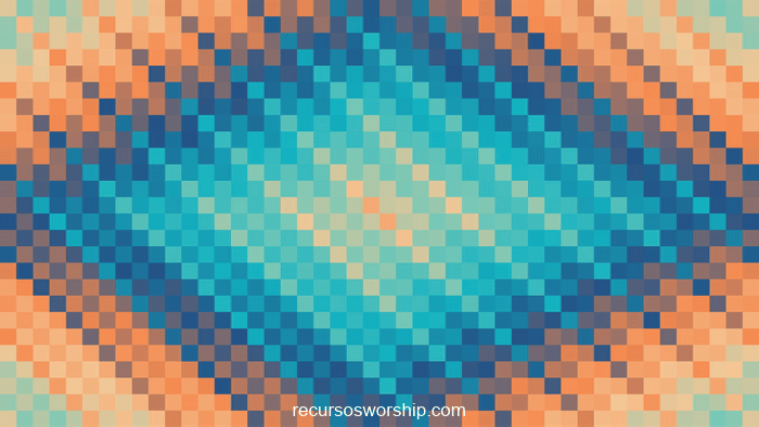 loop vj píxeles naranja teal rombos