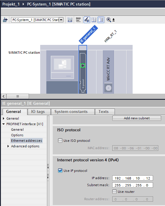 connection WinCC RT Advanced over Industrial Ethernet (PROFI connection WinCC RT Advanced over Industrial Ethernet (PROFI