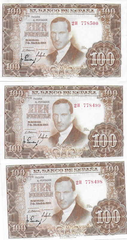 Investigación - Billetes 100 pts 1953 y 1000 pts 1957 2h