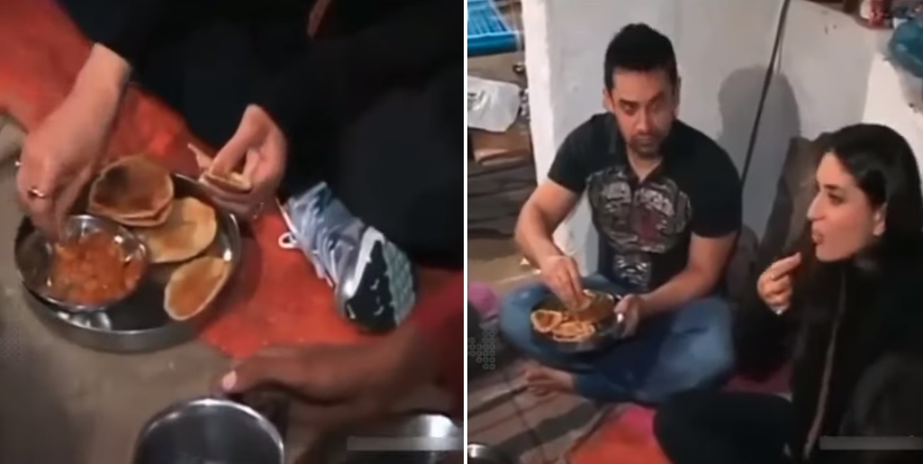 Kareena Kapoor dan Aamir Khan menikmati hidangan yang disajikan tuan rumah