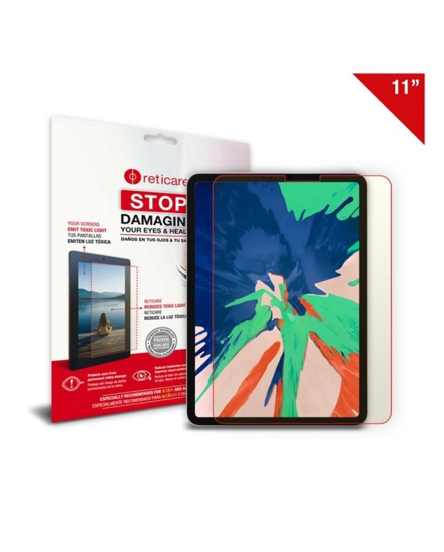 A Reticare screen protector applied to a tablet screen.