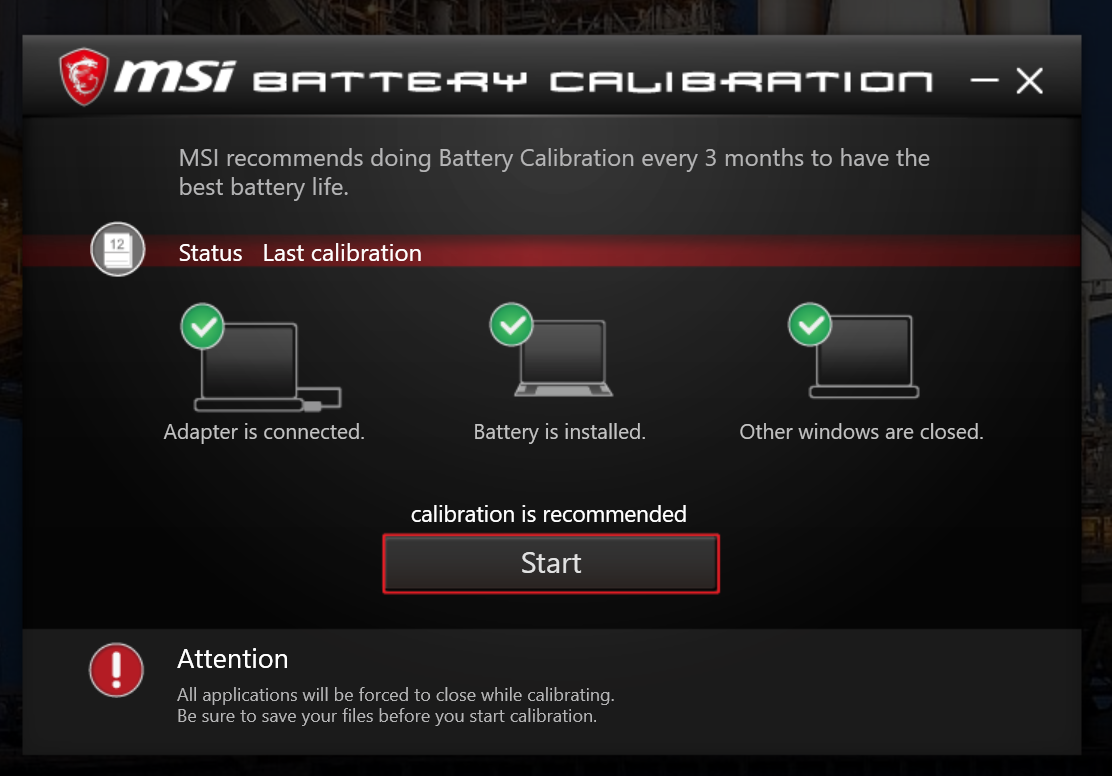 GE63 Raider RGB 8RF - Battery Calibration Tool does nothing | MSI Global  English Forum