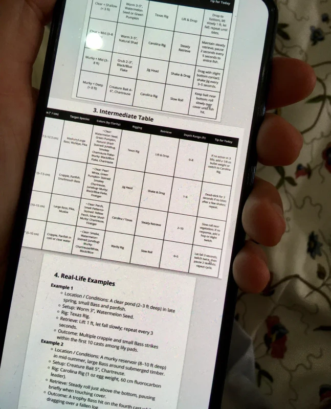 Bass angler using the Bass Lure Logic decision tables