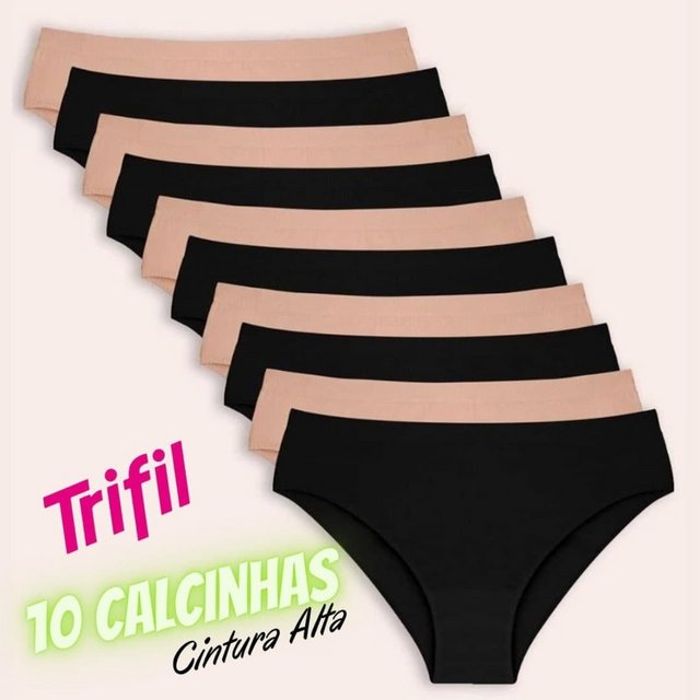 Kit 10 Calcinhas Cintura Alta Feminina Trifil