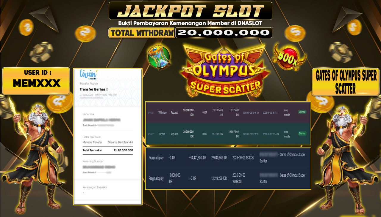 JACKPOT SLOT GATES OF OLYMPUS SUPER SCATTER  03 SEPTEMBER 2026