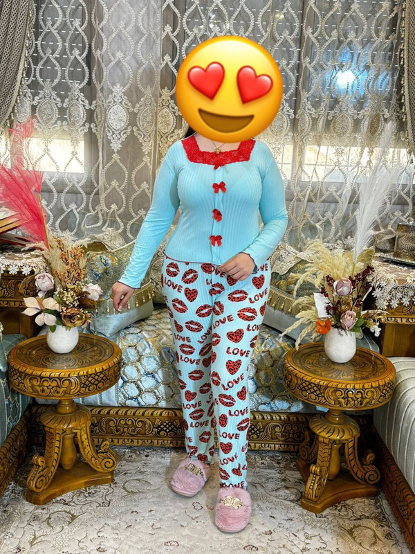 بيجامة قماش مضلع فاخرة