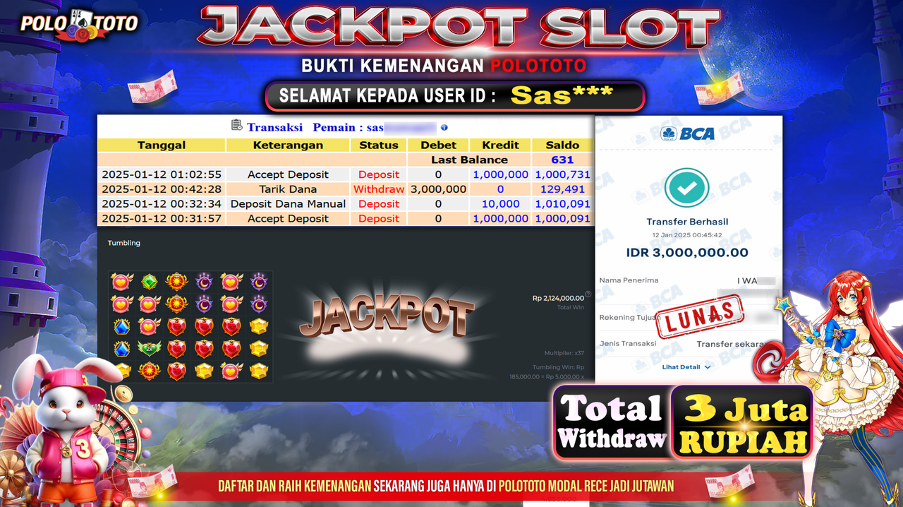 POLOTOTO JACKPOT SLOT STARLIGHT PRINCESS Rp.3,000.000,-