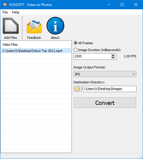 VovSoft Video to Photos Version 1.0