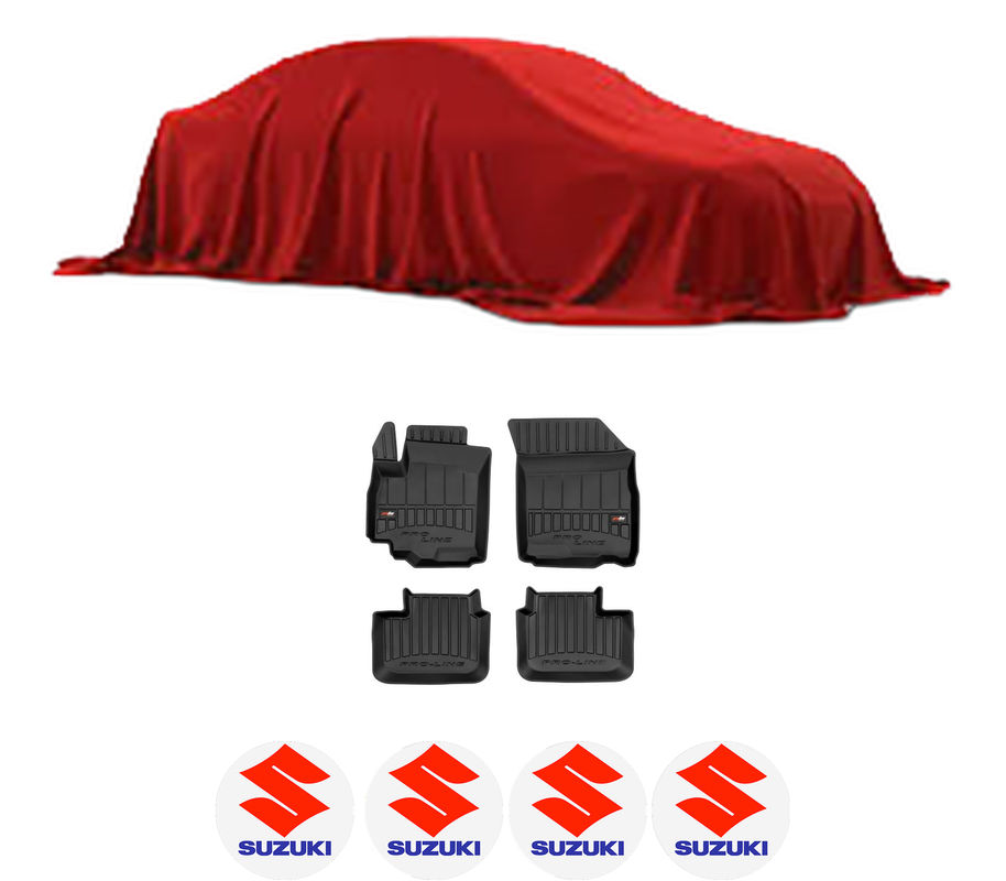 Set covorase presuri SUZUKI SX4 (EY, GY) din 2006-2015, auto, din cauciuc thermoplastic, 4 Stickere auto cu SUZUKI