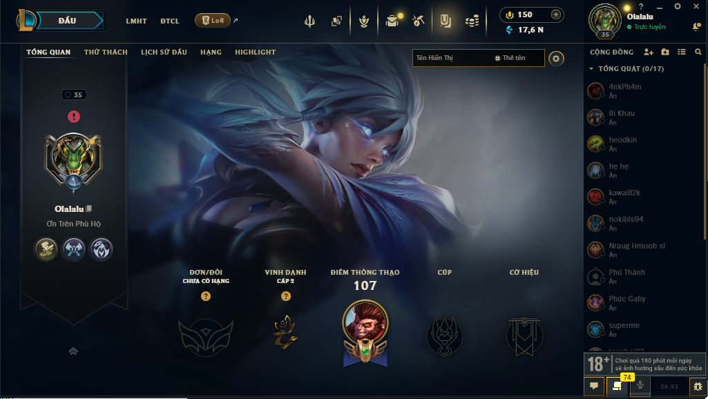 Acc LMHT # - Không Khung