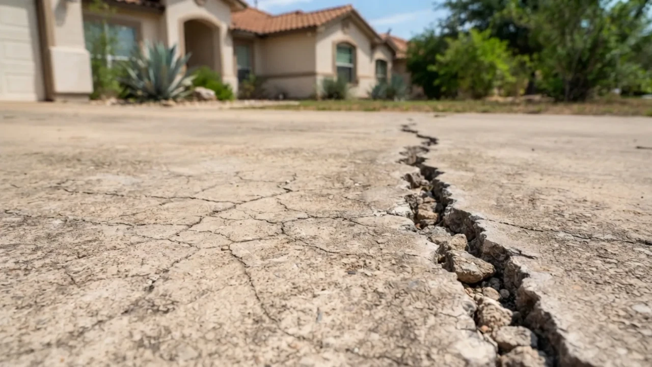 Concrete driveway cracks in San Antonio showing difference between hairline and structural damage
