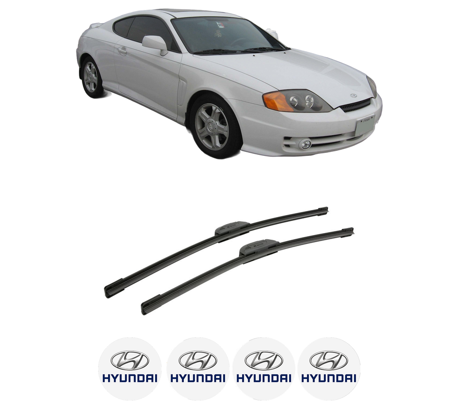 Set stergatoare auto HYUNDAI TIBURON Coupe din 1996-2008, pentru parbriz auto, 2 bucati, Bosch Aerotwin Retrofit, din cauciuc siliconat rezistent, 4 Stickere Auto HYUNDAI