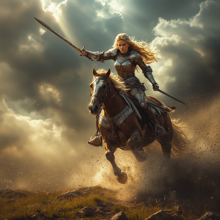 Armored-woman-charging-into-ba-(5)