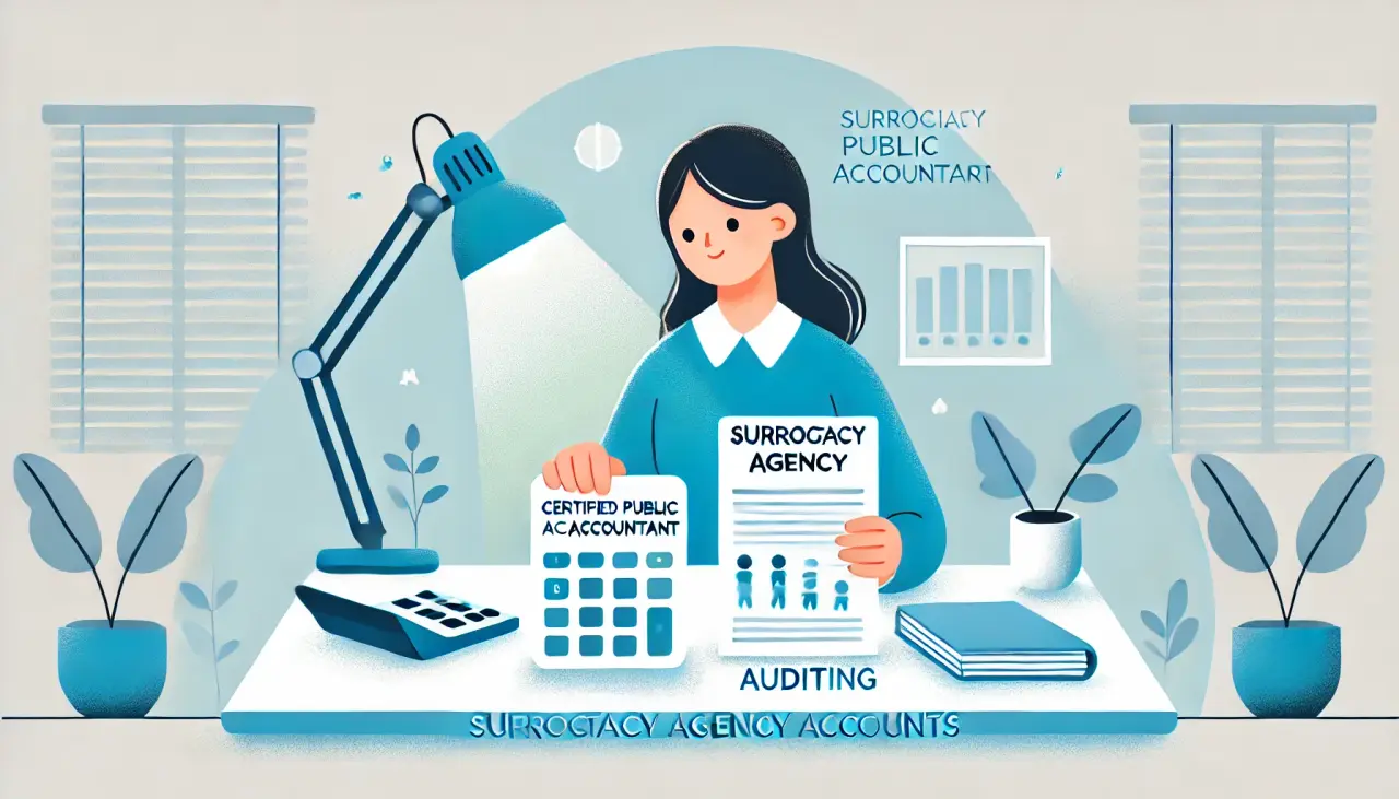A certified public accountant auditing surrogacy agency accounts to ensure transparency