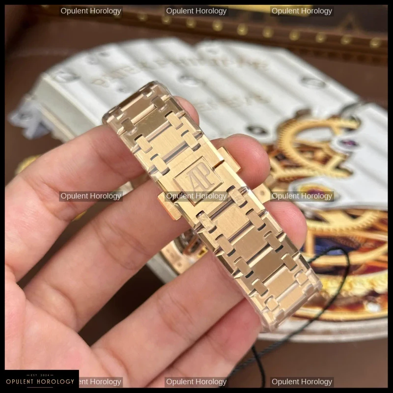 Audemars Piguet Royal Oak Jumbo Extra-Thin Openworked 16204 Rose Gold Skeleton Dial 39mm