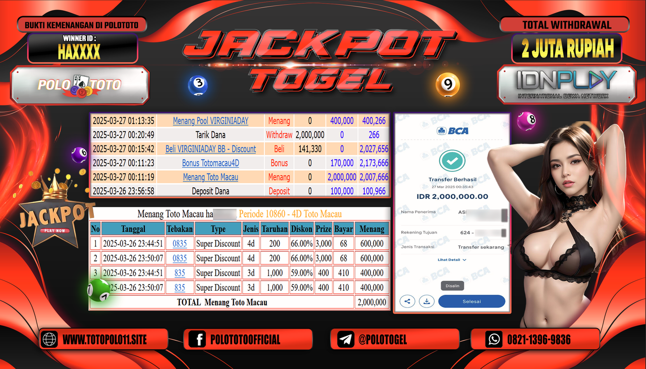 POLOTOTO JACKPOT TOGEL PASARAN VIRGINIA DAY Rp.2.000.000,- LUNAS