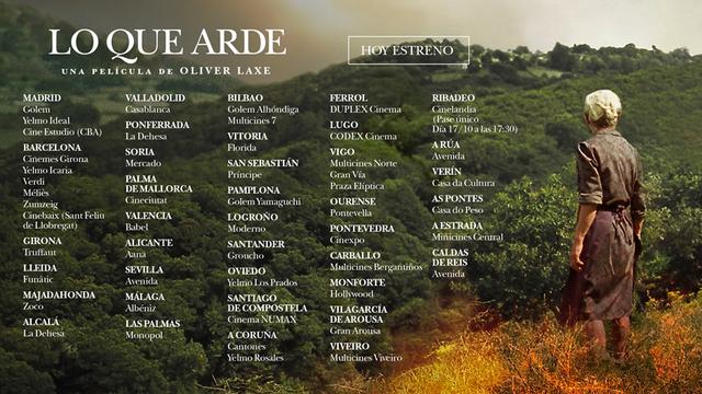 ¿EN QUÉ CINES SE ESTRENA LA PELÍCULA “LO QUE ARDE”, DE OLIVER LAXE?